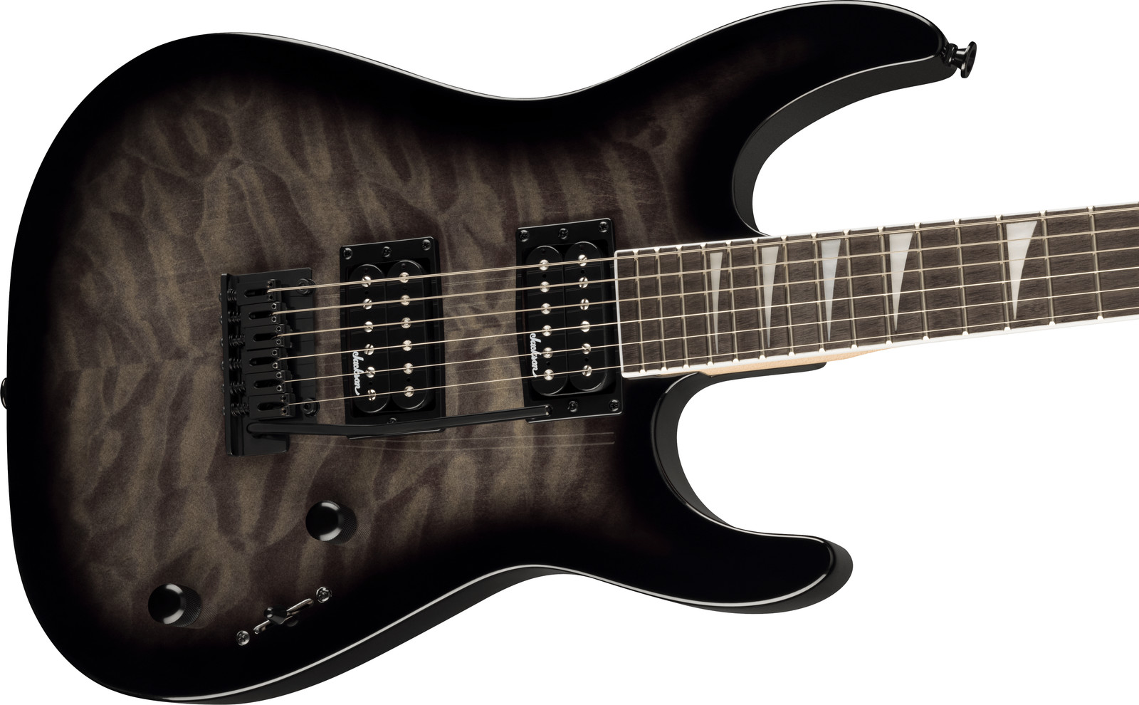 Jackson JS Series Dinky JS20 DKQ 2PT Amaranth Fingerboard Transparent Black Burs