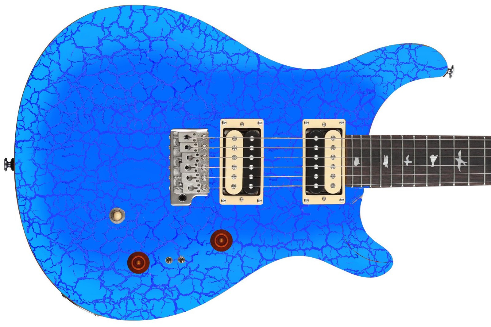 Guitar Wrap Skin Reface Iconic 80’s Burst 6 Volt Crackle Blue Fuzz 1219