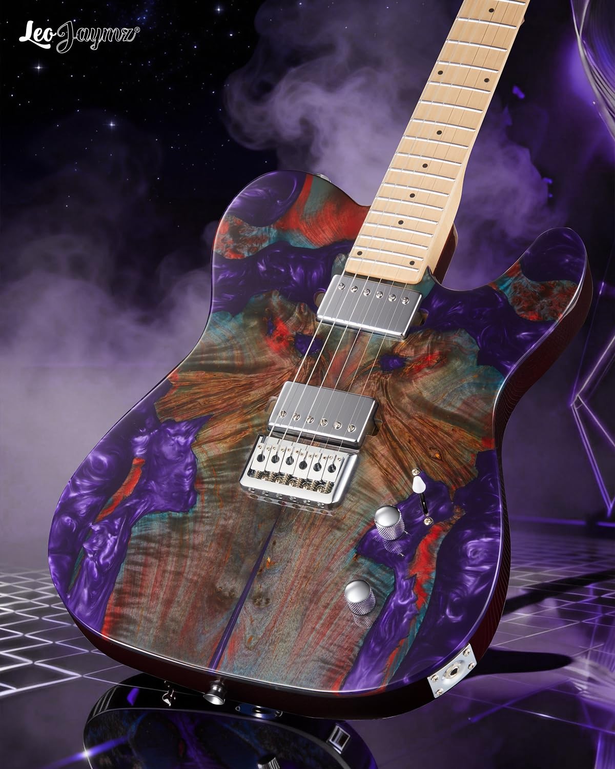 Electric Guitar, 24-Fret Maple Neck with Matte Finish, Glossy Top/Back, Dual …