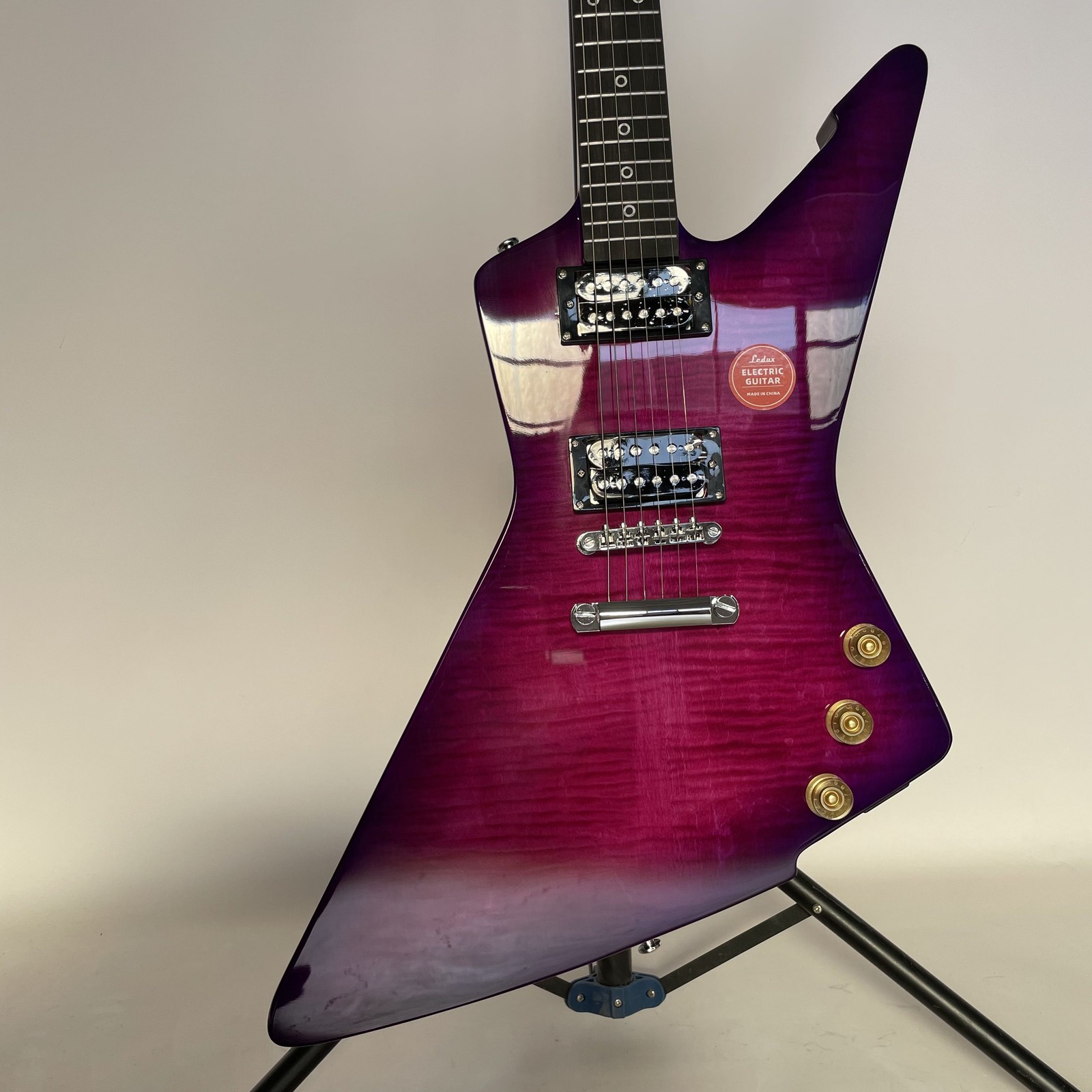 New Product EX 6 String Purple Electric Guitar Flamed Maple Top Chrome Part