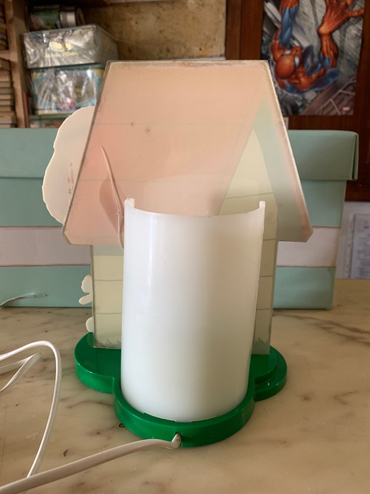 VINTAGE ORIGINAL plastic lamp ABAT JOUR SNOOPY schulz NUOVA LINEA ZERO ITALY