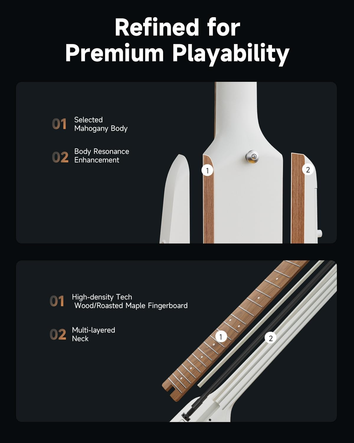 HUSH X PRO Electric Guitar Kit – Smart Travel Guitar with Dozens of Preset Combi