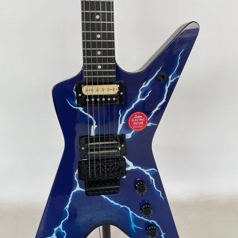 ML 79 Darrell Blue Lightning Electric Guitar HH Pickups Brown Rounded fret Edge