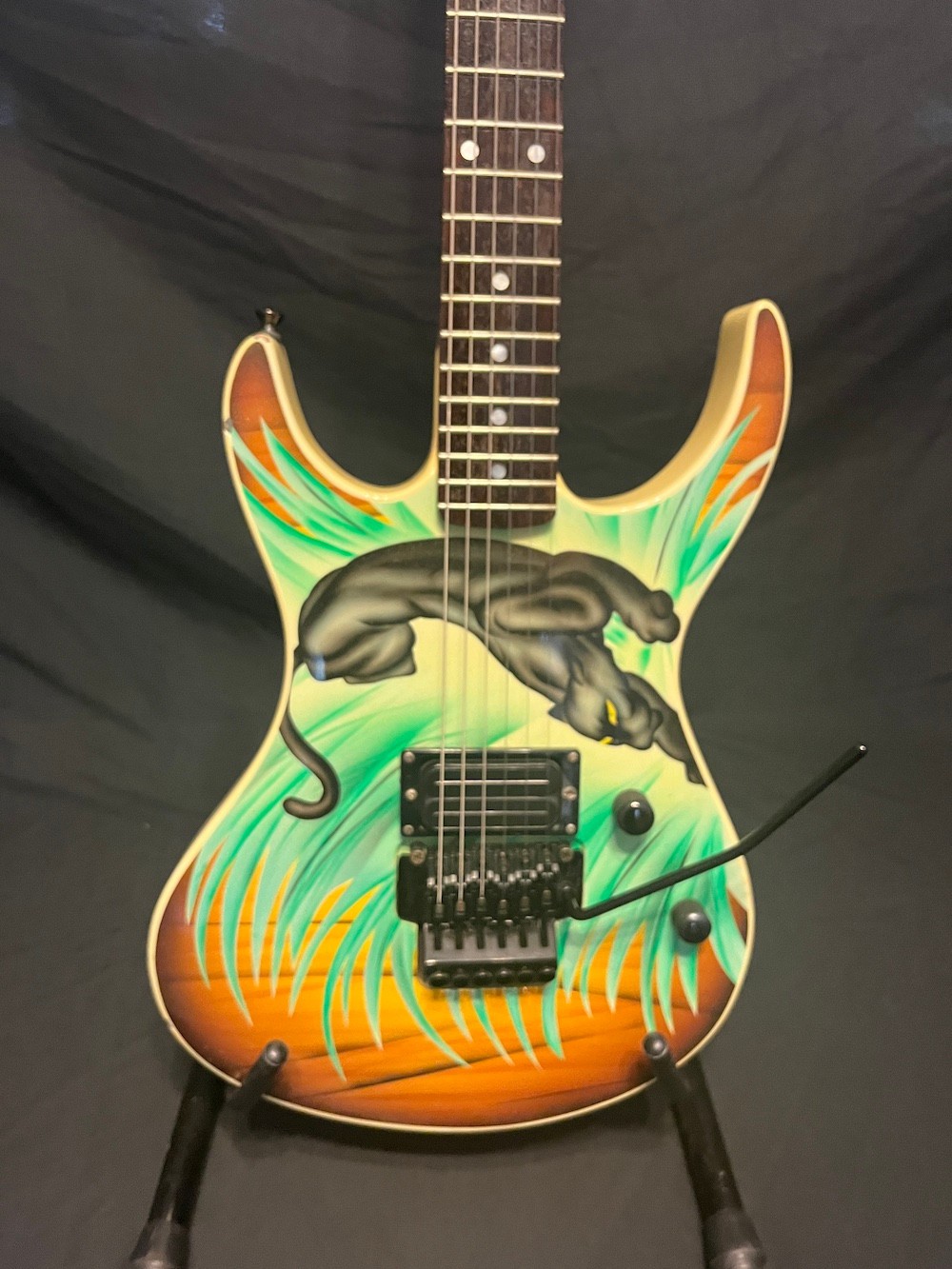 1989 Robin Raider Custom Guitar-Panther Graphic-Reverse Headstock W/Case