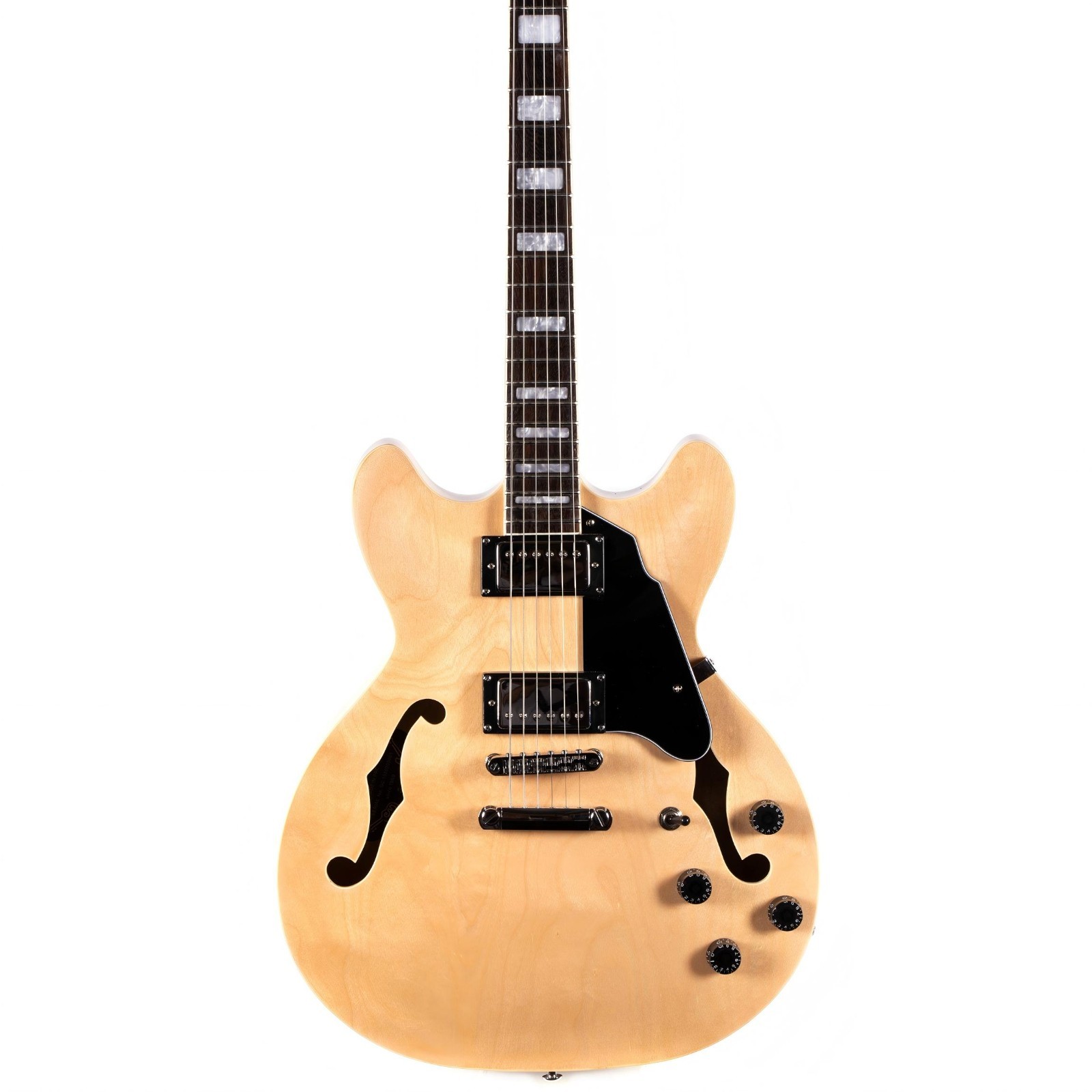 Electric Guitar Natural Semi-Hollow Body Guitar Stainless Steel Frets (Grote)