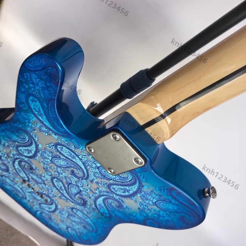 Electric Guitar Blue Paisley Maple Neck SS Pickup Stainless Rounded Fret Edge