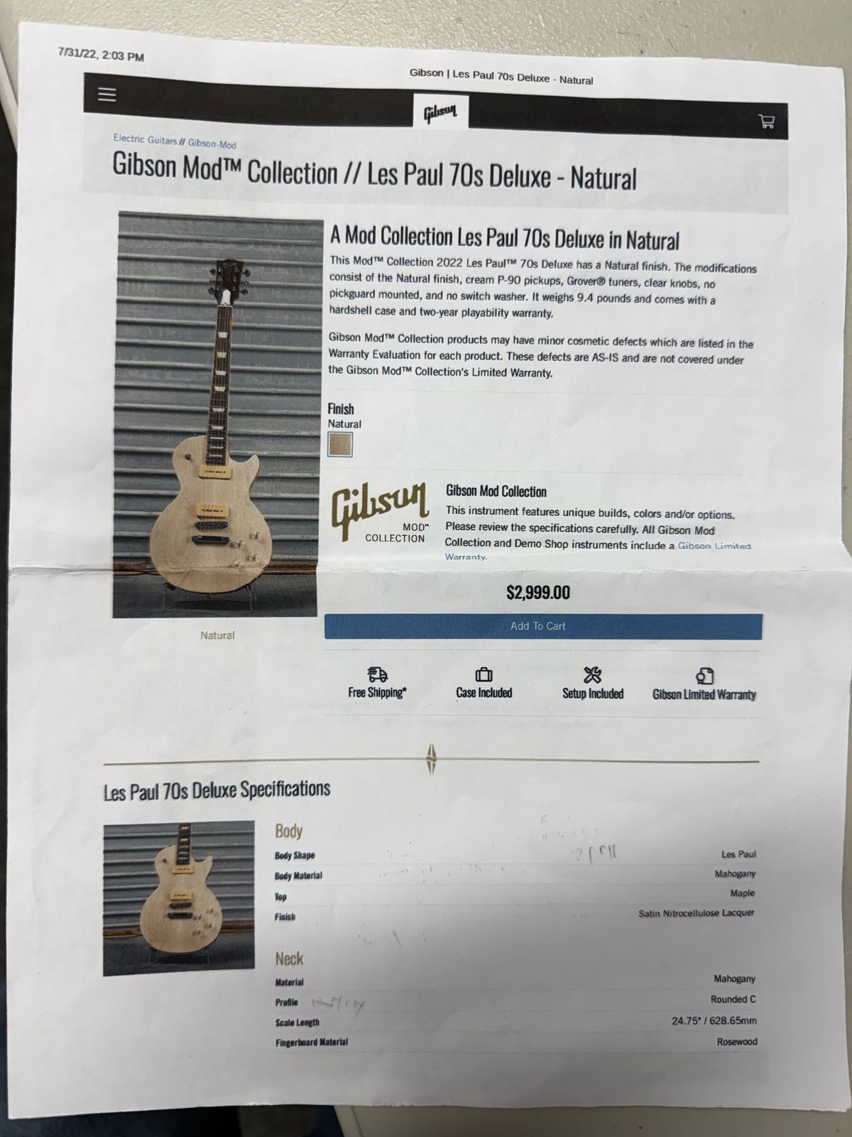 2022 Gibson Les Paul ’70s Deluxe Mod Collection 1 of 1 (371)