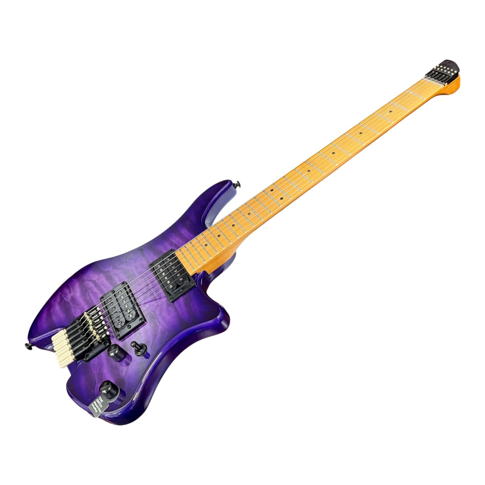 Haze Headless HH Solid Mahogany HHL Electric Guitar – Tiger Purple HL1APQTPU