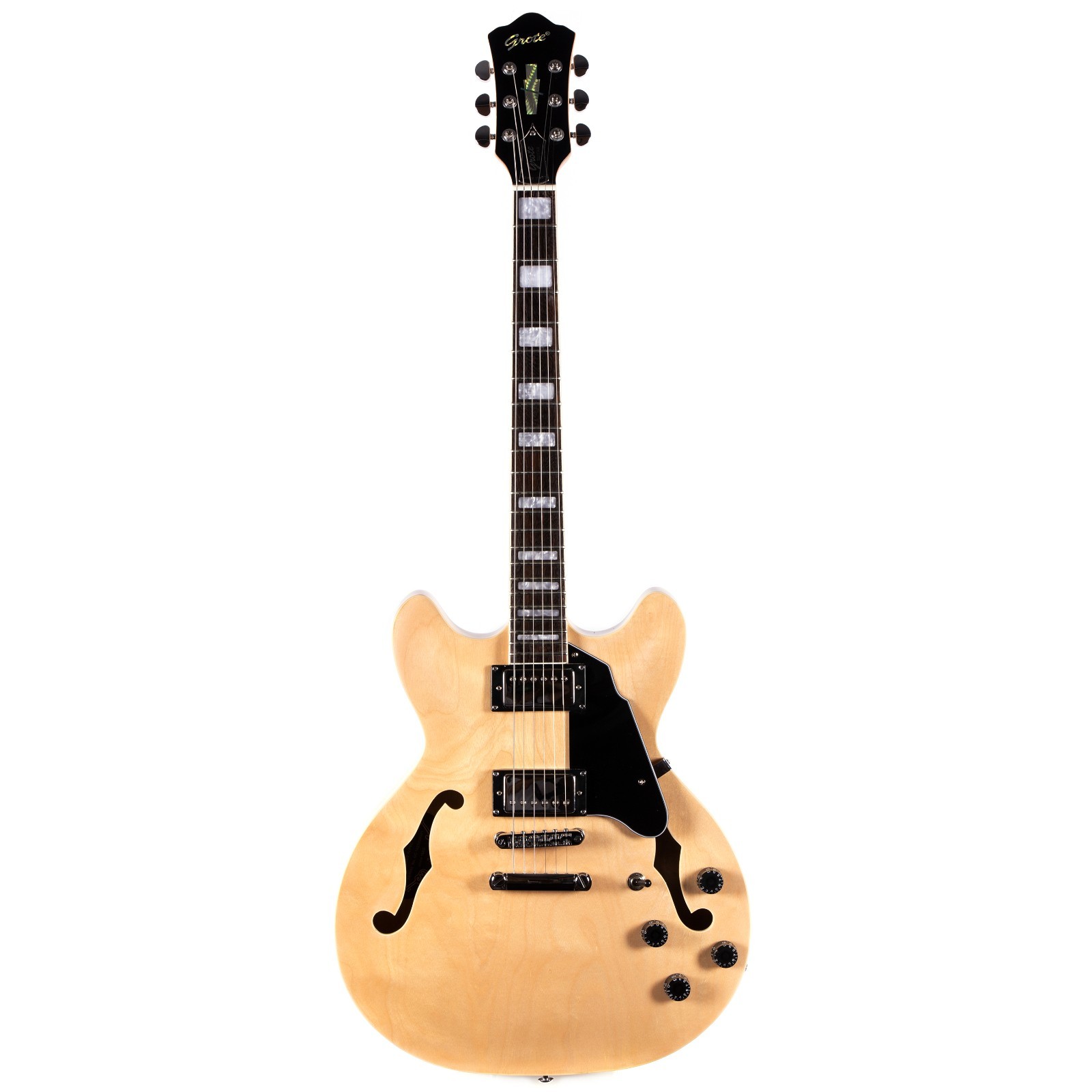 Electric Guitar Natural Semi-Hollow Body Guitar Stainless Steel Frets (Grote)