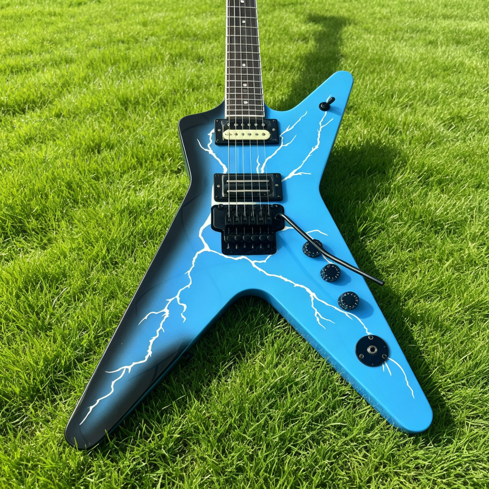 US warehouse Dimebag Dean Electric Guitar Blue Tremolo Bridge Black Hardware