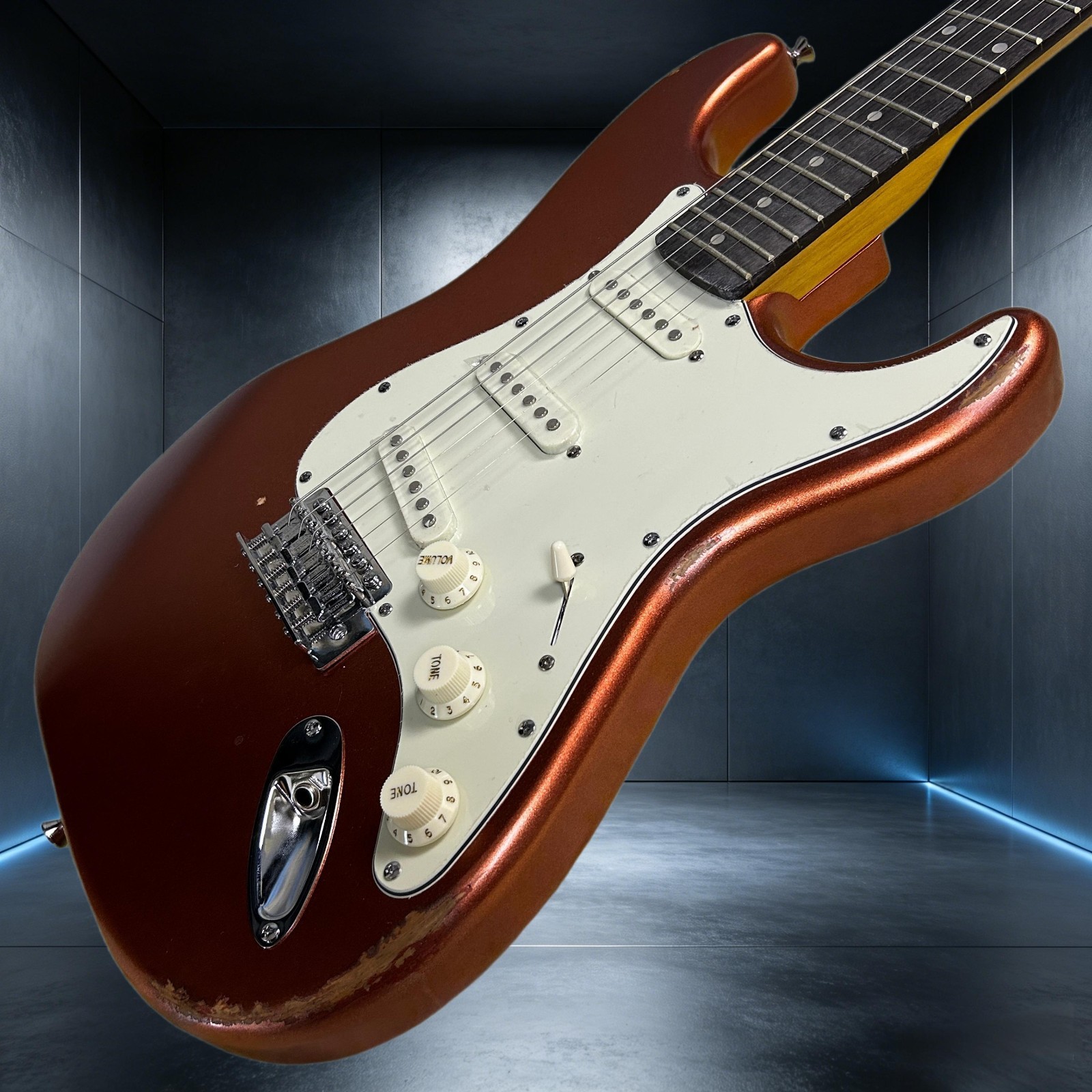 Aged ST Electric Guitar Rosewood Fretboard Metallic Orange Color Alder Body