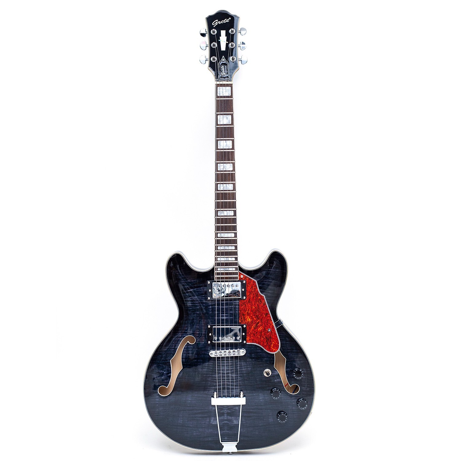 Grote Electric Guitar Semi-Hollow Body 335-YS-HW Style with GigBag