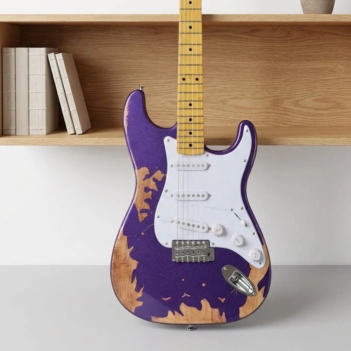 Electric Guitar Purple aged SSS Pickup Basswood Body Maple Fretboard