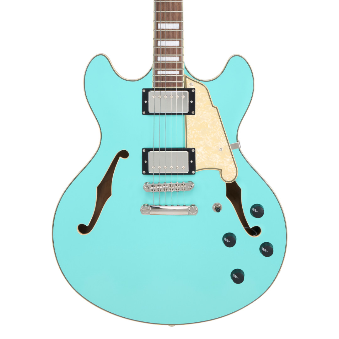 D’Angelico Guitars DAPDCSGRNS Premier DC Electric Guitar, Surf Green w/ Gig Bag