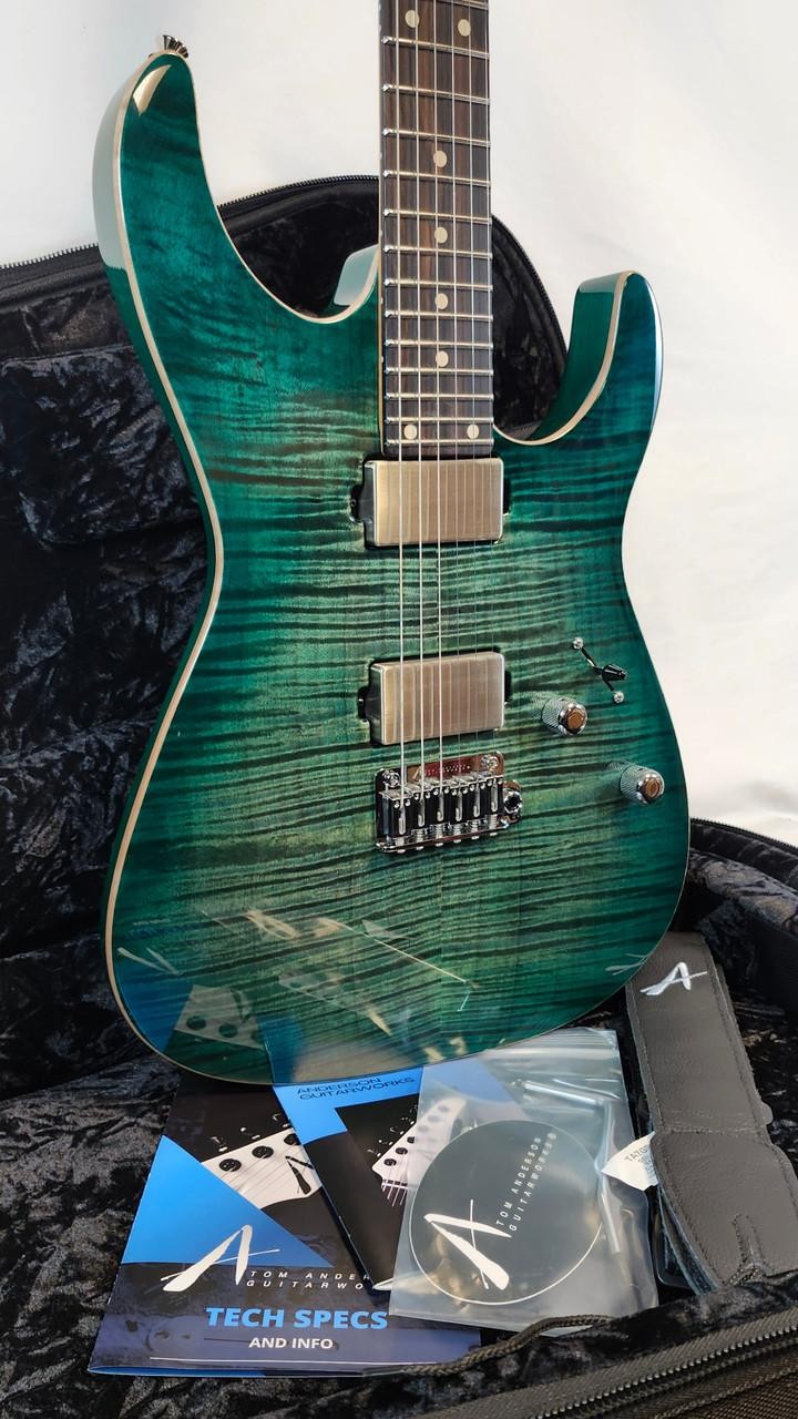 Tom Anderson Angel, Flame Maple Top, Ziricote FB, HC1/HC2+, Cajun Key Lime to Te