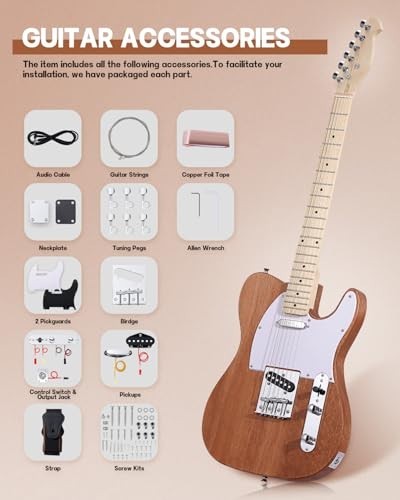 DIY TL Style Electric Guitar Kit, Mahogany Body, Maple Neck, Complete Set