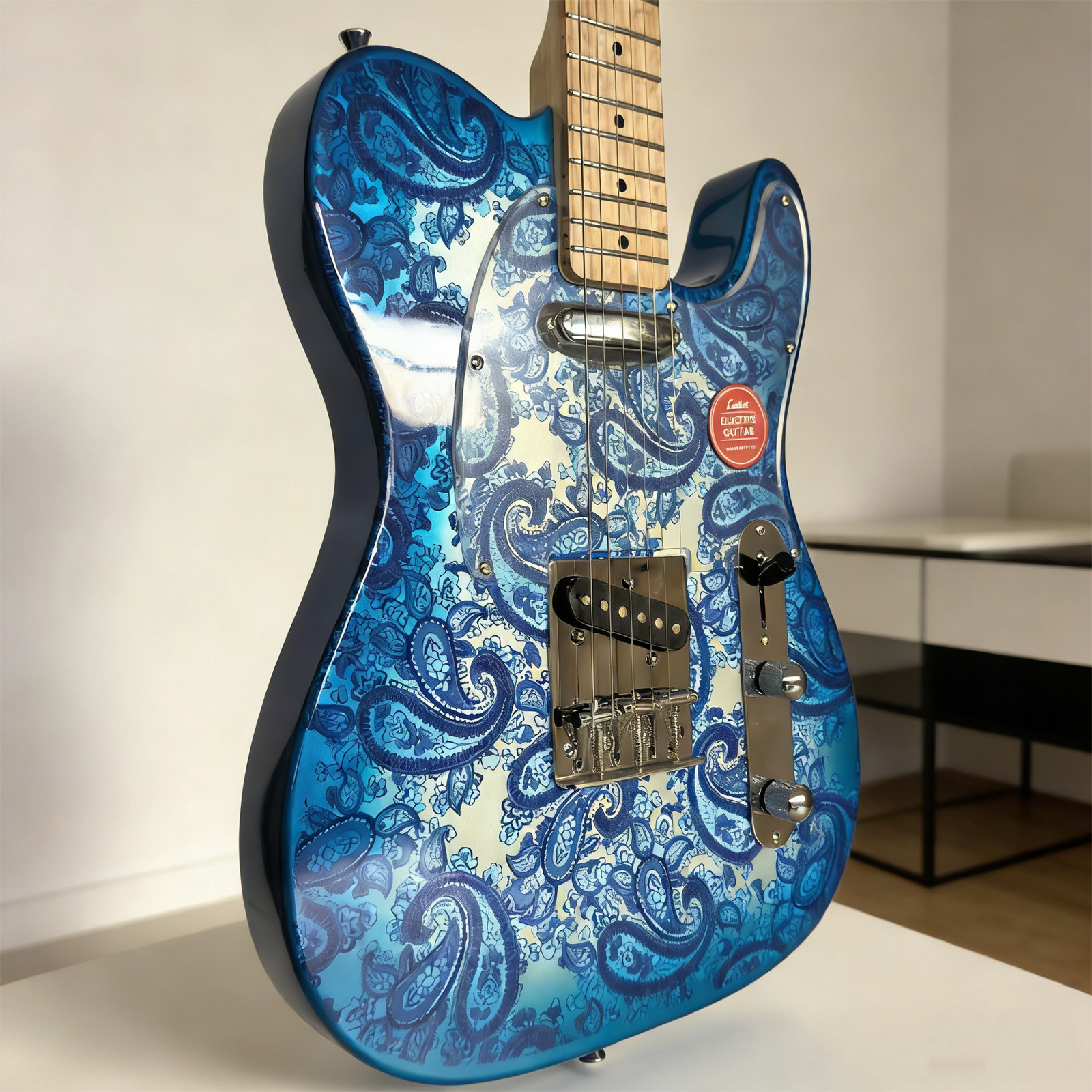 Blue Paisley TL Electric Guitar Maple Fretboard&Neck S-S Pickups Fixed Bridge