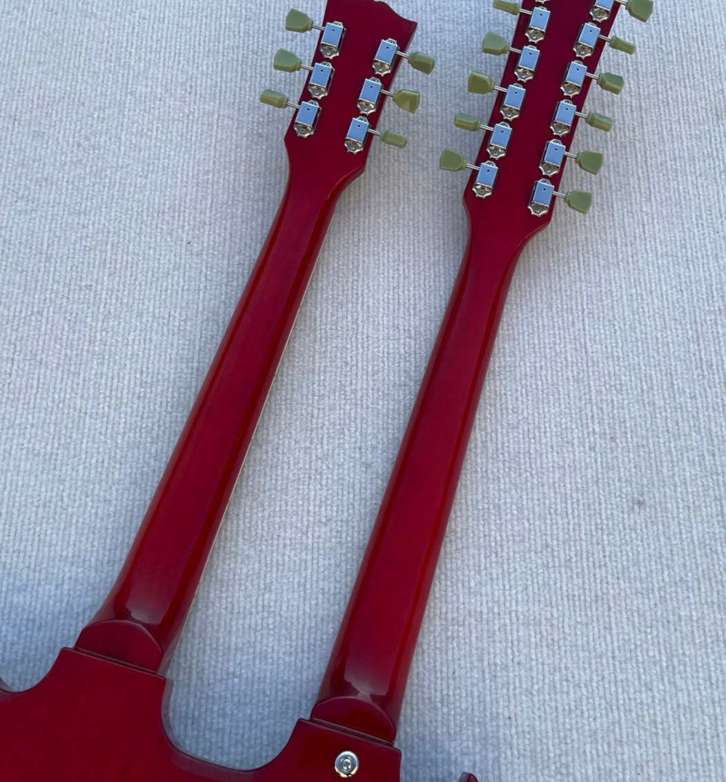 Double Neck 6 + 12 String Electric Guitar Bone Nut Glossy Finished Solid Body
