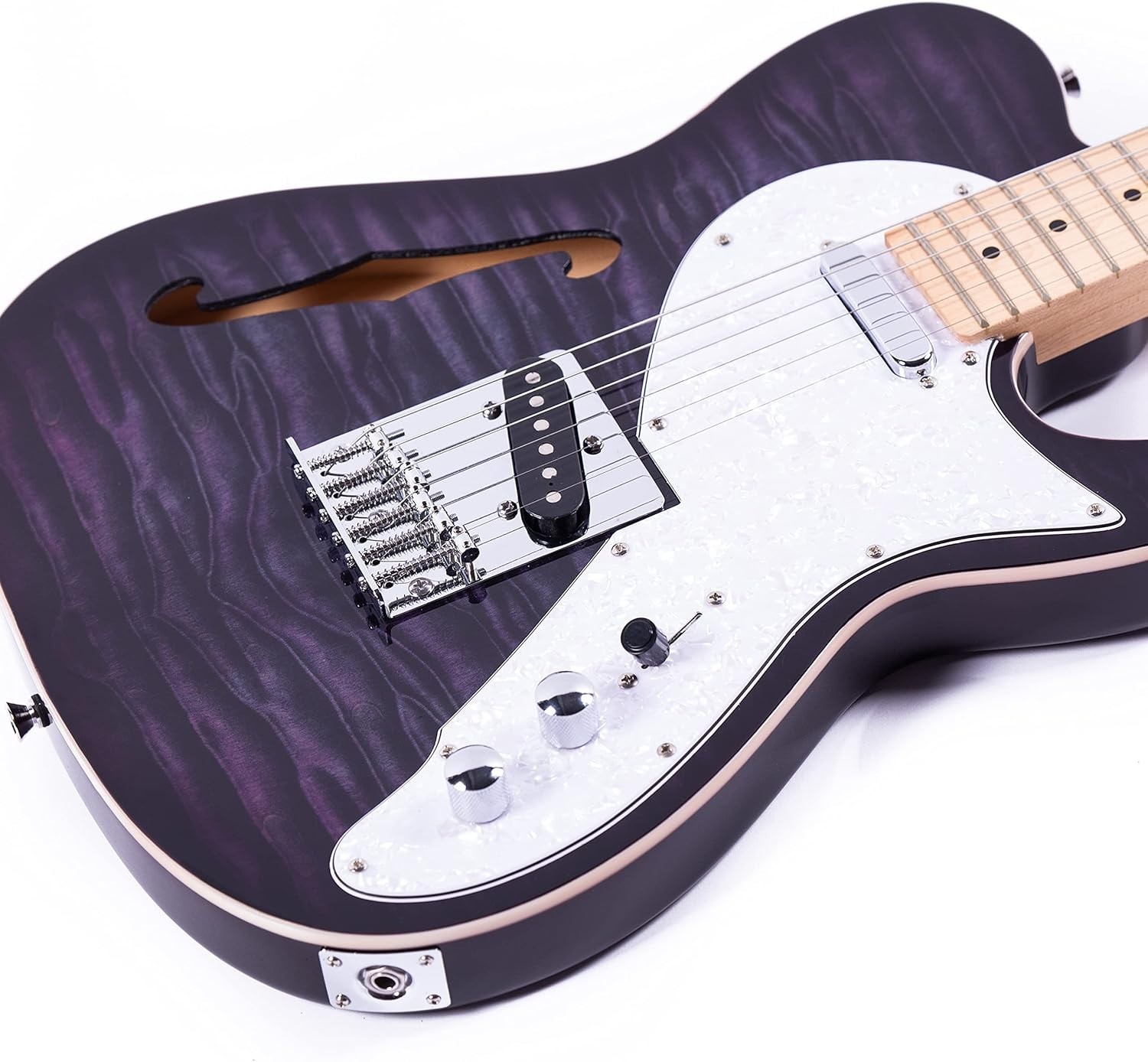 Tele Style Guitar with F-Hole and Chrome Hardware