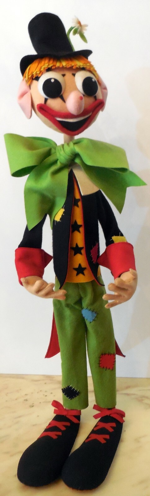 VINTAGE LARGE 27″ TOY DOLL FELT CLOTH LENCI CLOWN ITALY 1960s lars cresba