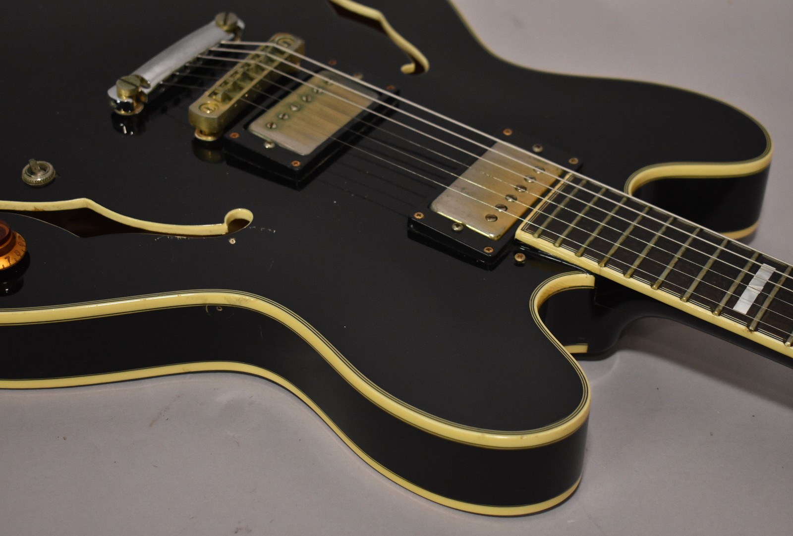 1997 Epiphone Sheraton Samick Korea Ebony Finish AS-IS For Repair w/OHSC