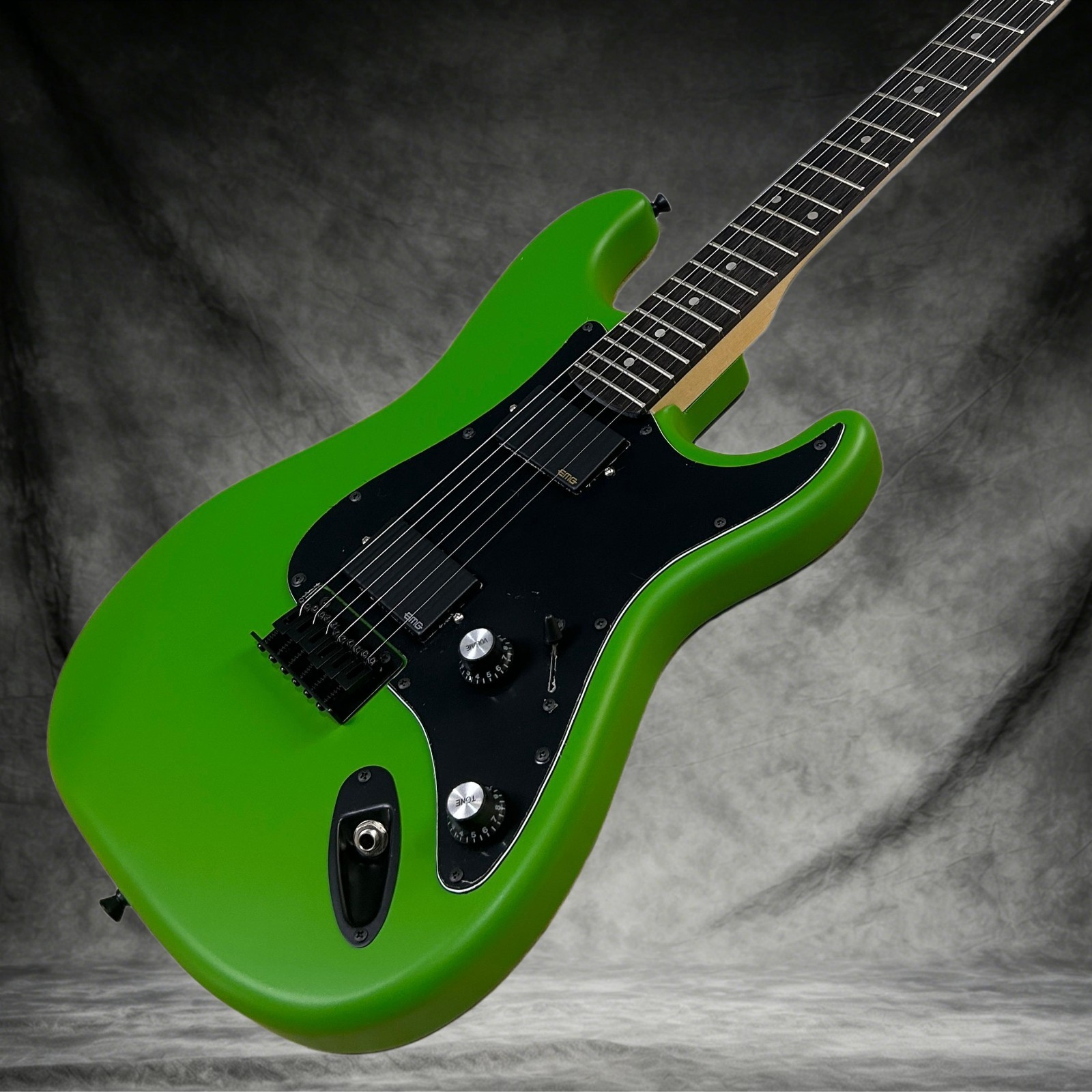 ST Electric Guitar Matte Green Color Active Pickups Black Hardware Mahogany Body