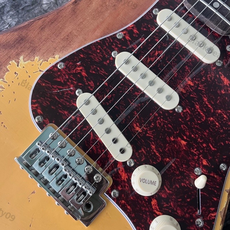Electric Guitar Heavy Aged Stainless Rounded Fret Edge Bone Nut Tortoise PG SSS