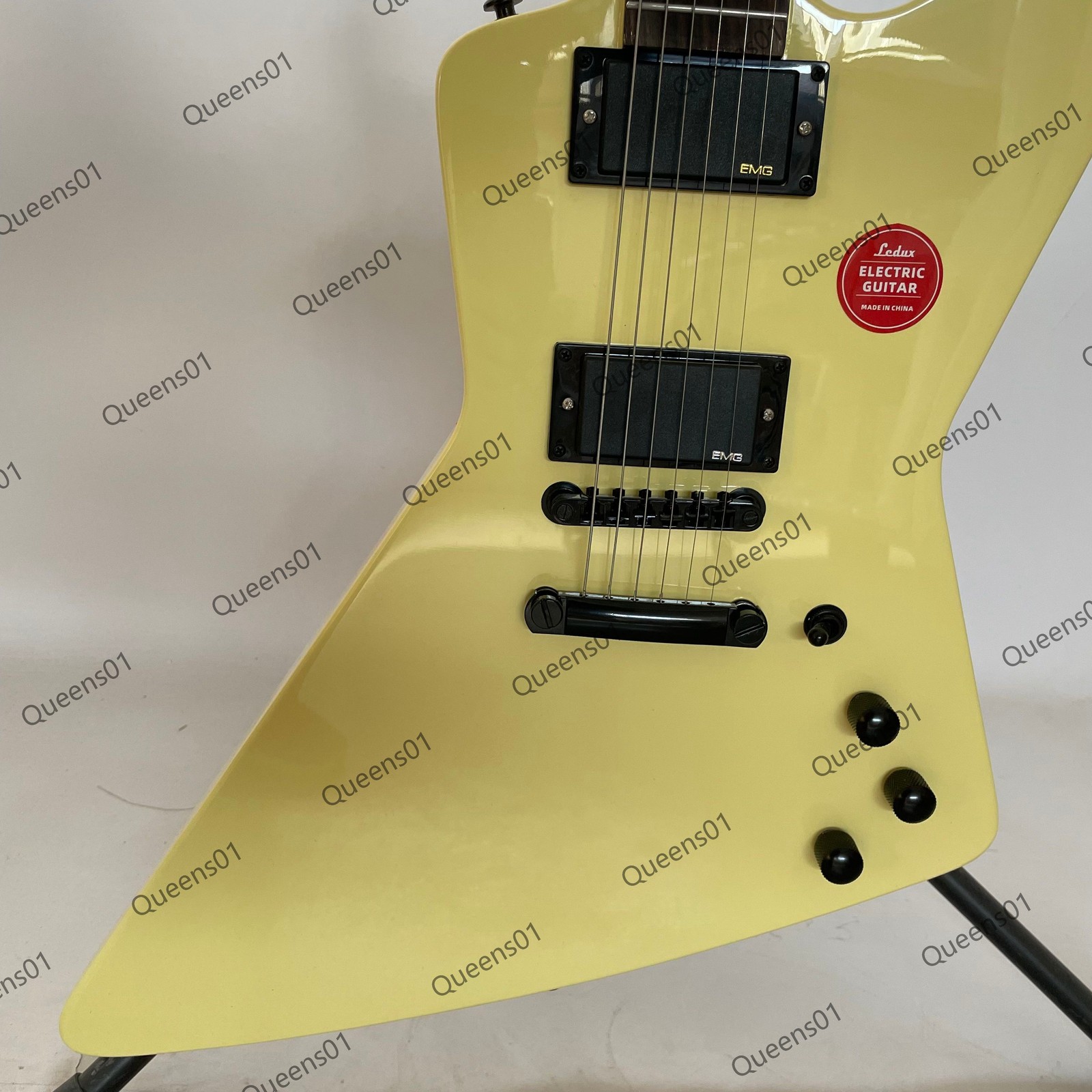 Electric Guitar Staunless Steel Rounded Frets Solid Body Gloss Cream US Ship