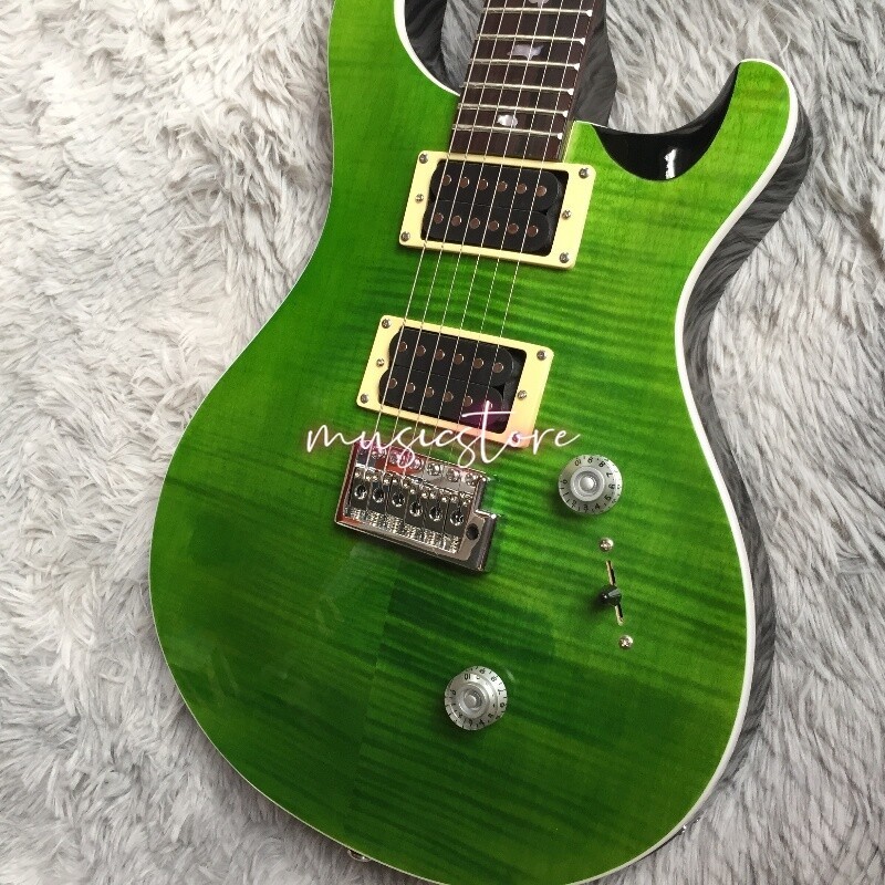 High Quality Grass Green Flamed Maple Top Electric Guitar 2H Pickups fast