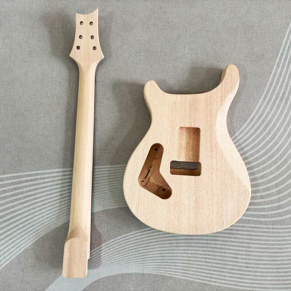 DIY Electric Guitar Unfinished Kit Flame Maple Top Abalone Inlay Set In Tremolo