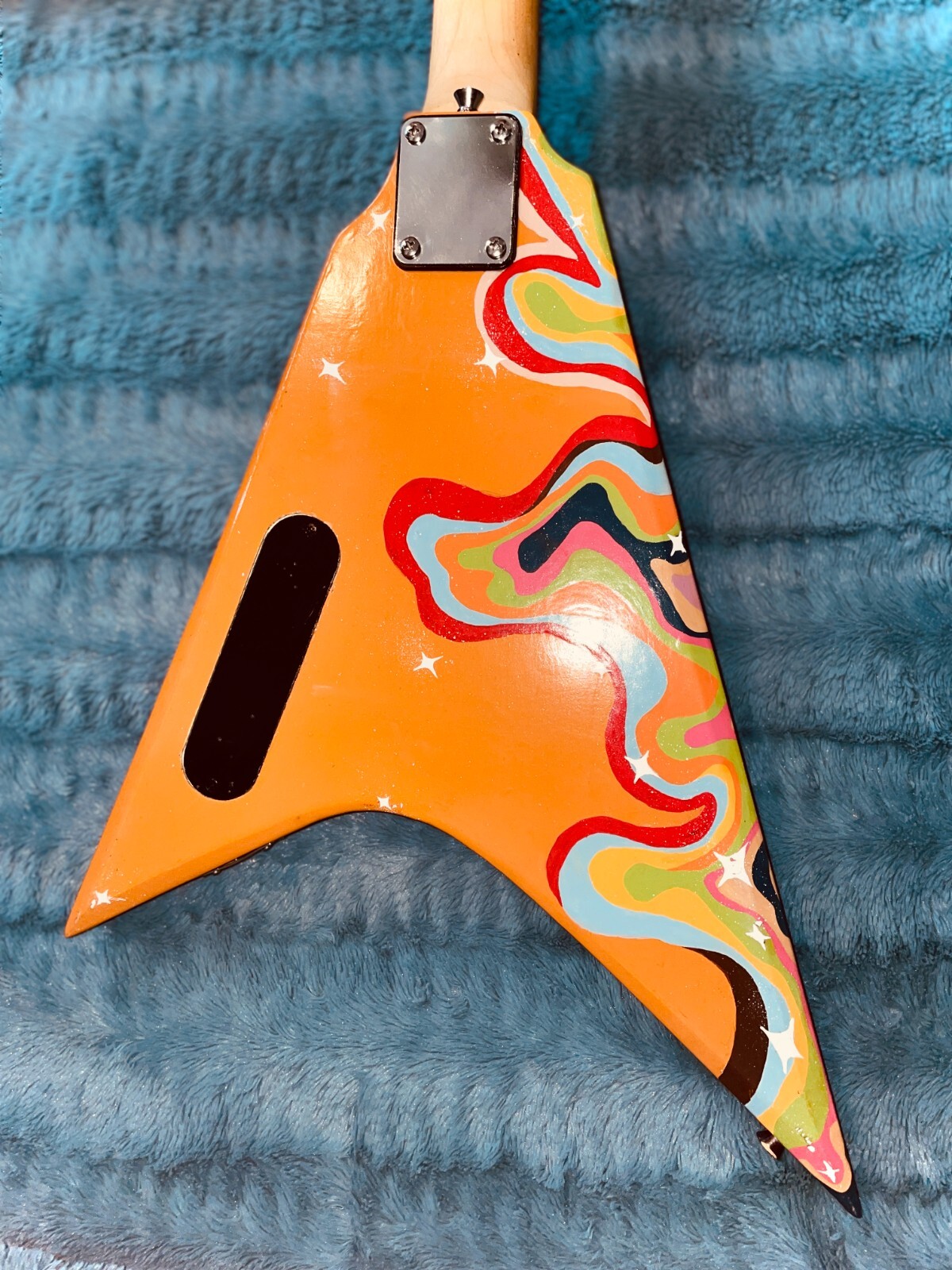 Brand New Custom Hand Painted Flying V Electric Guitar Active Pickups “Groove”