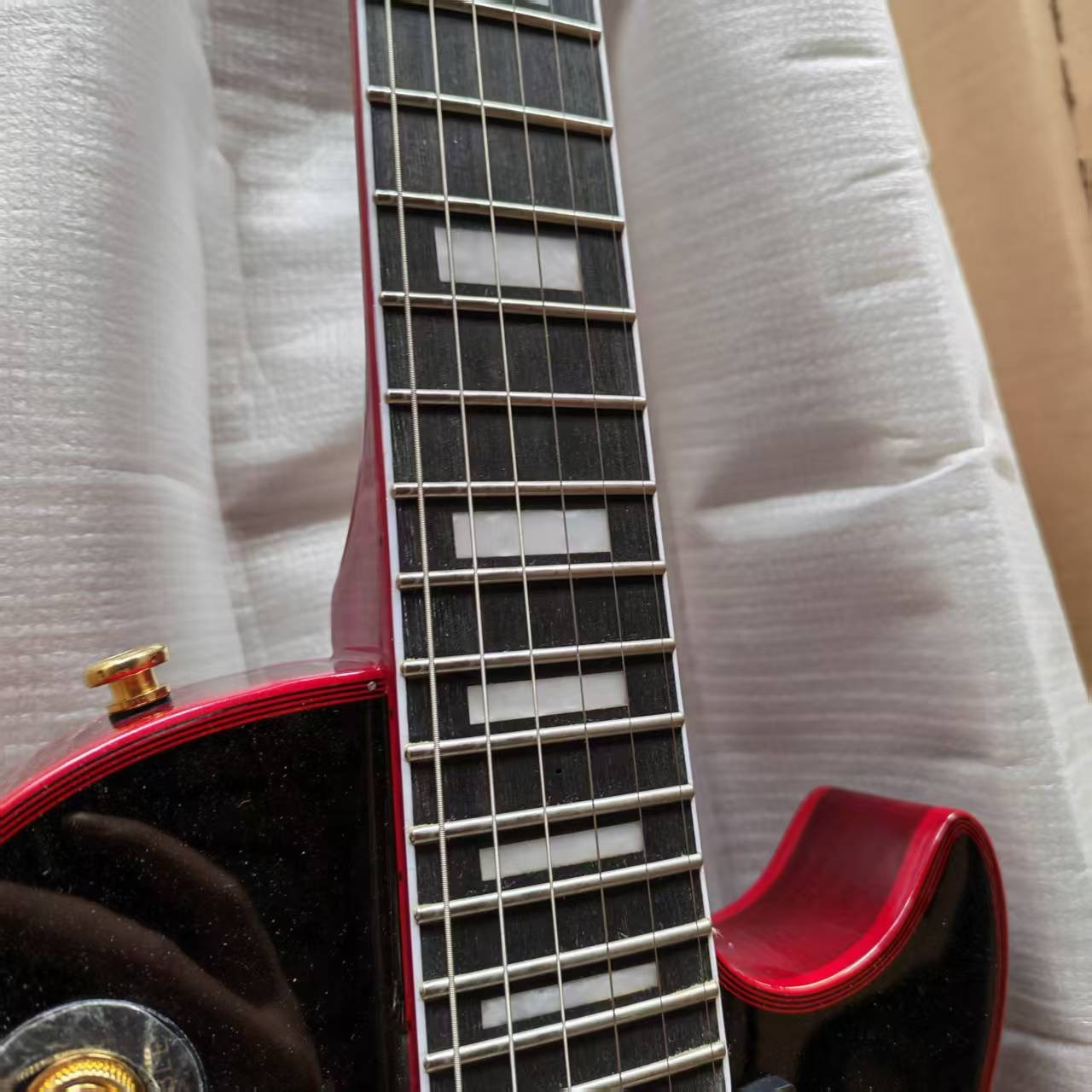 Custom Solid Body “Red Widow” Electric Guitar Gold Hardware Flame Maple Top