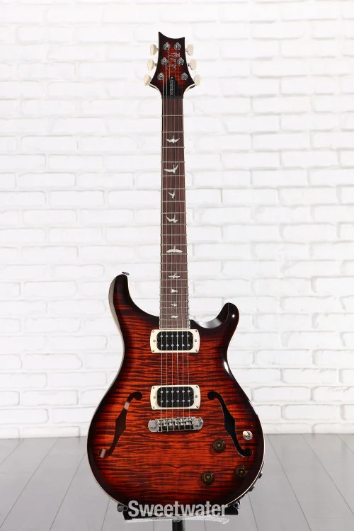 PRS SE Flat Back Hollowbody I Piezo Electric Guitar – Orange Tiger Smokeburst