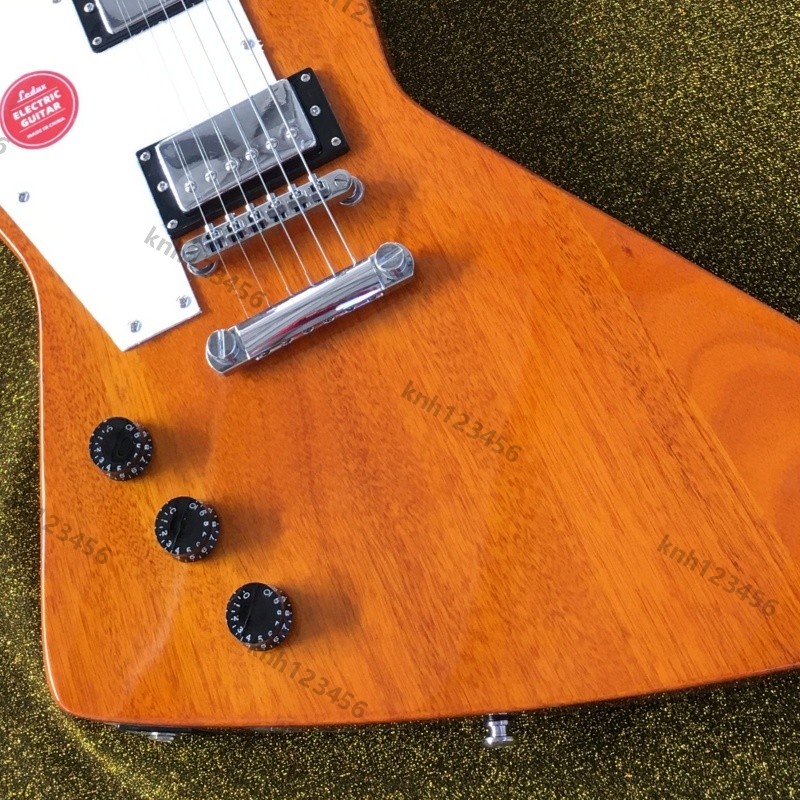 Left Handed Electric Guitar Natural Wood Finish Stainless Rounded Fret Edge Fast