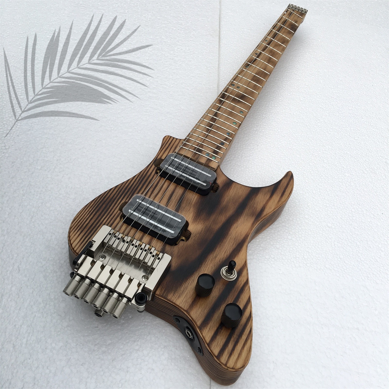 Portable Headless Smoke Bake High End Solid Body Electric Guitar 25 Frets