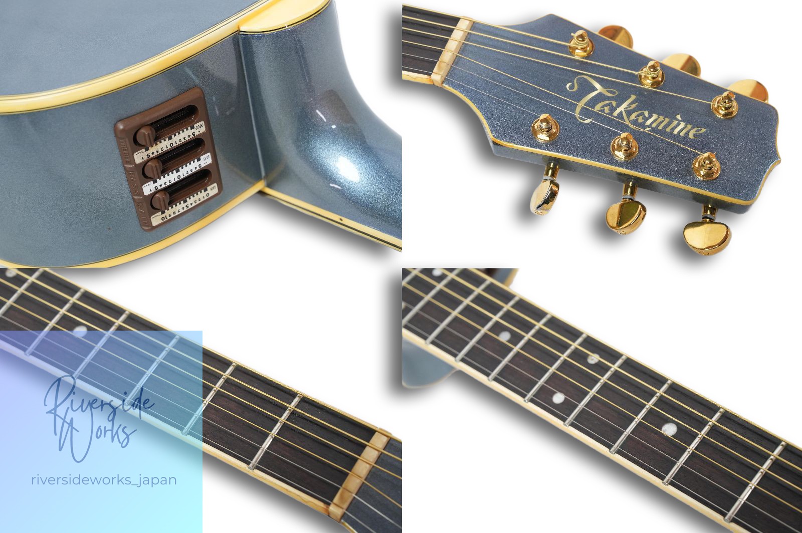 TAKAMINE PT-108 Blue Metallic 80s Japan Electro-Acoustic with Hard Case