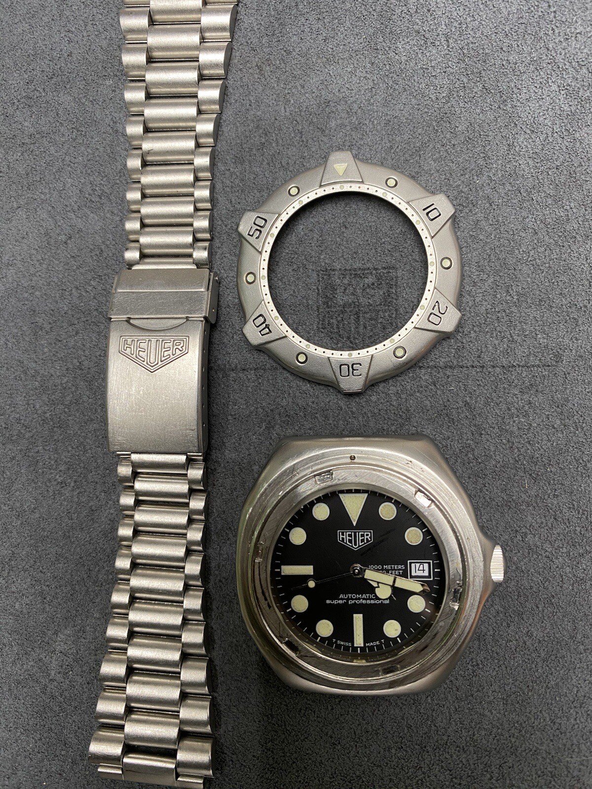 👍 Pre TAG HEUER 840.006 Super Pro Auto Black 844 Submarine Dive Watch