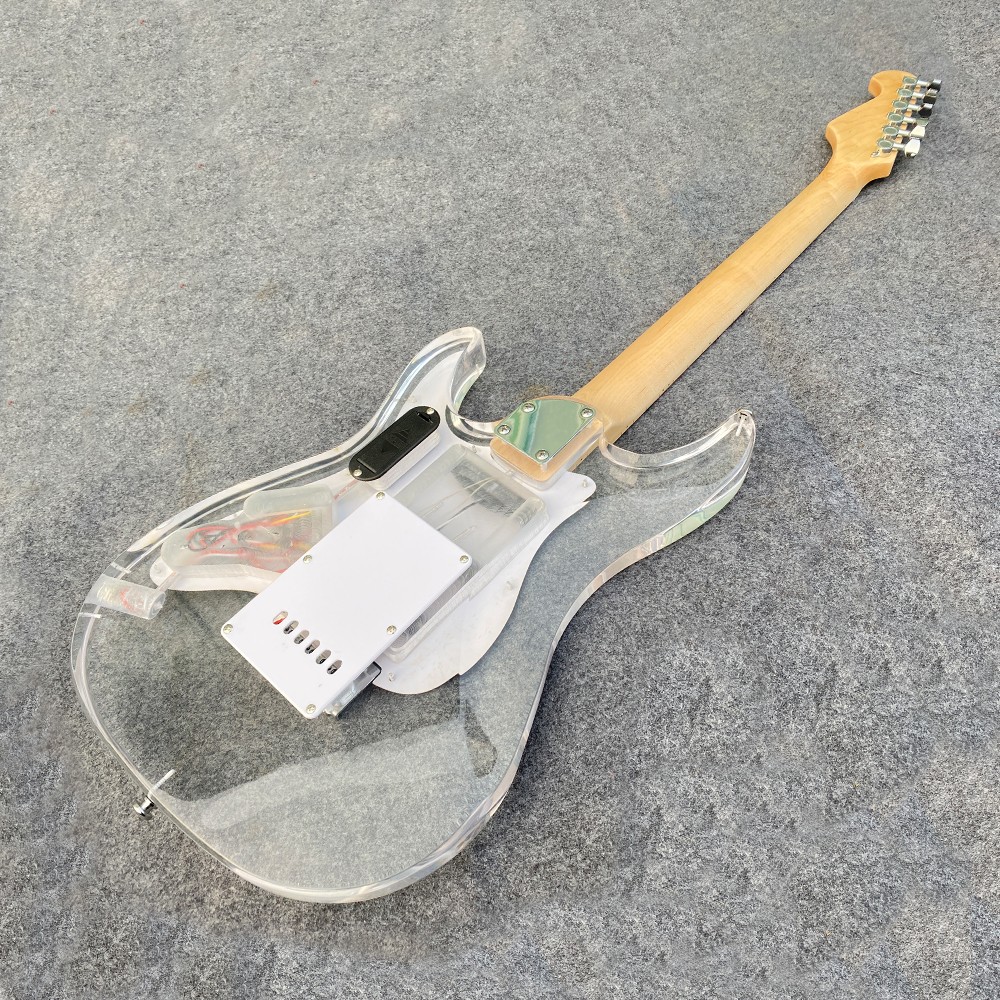 Electric Guitar Acrylic Body Maple Neck 22 Fret SSS Pickup Nice Tone LED Light