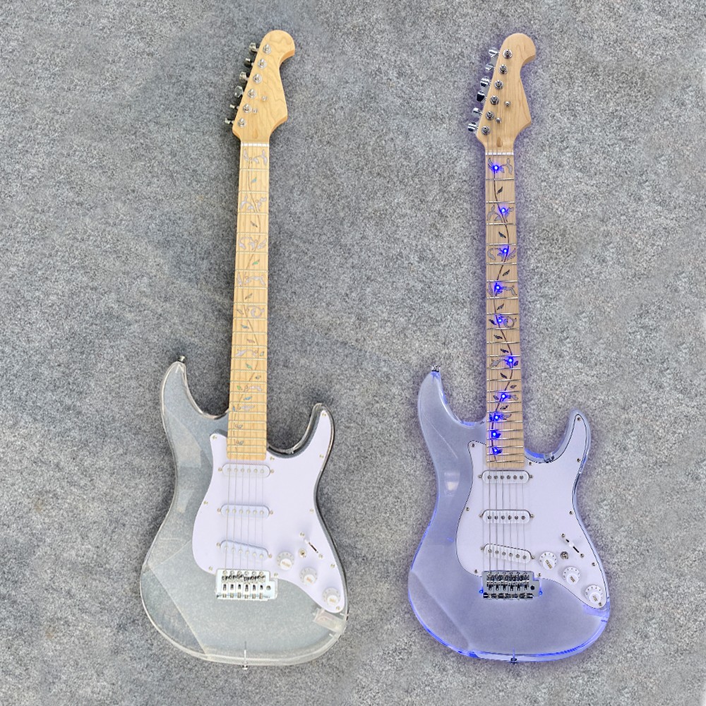 Electric Guitar Acrylic Body Maple Neck 22 Fret SSS Pickup Nice Tone LED Light