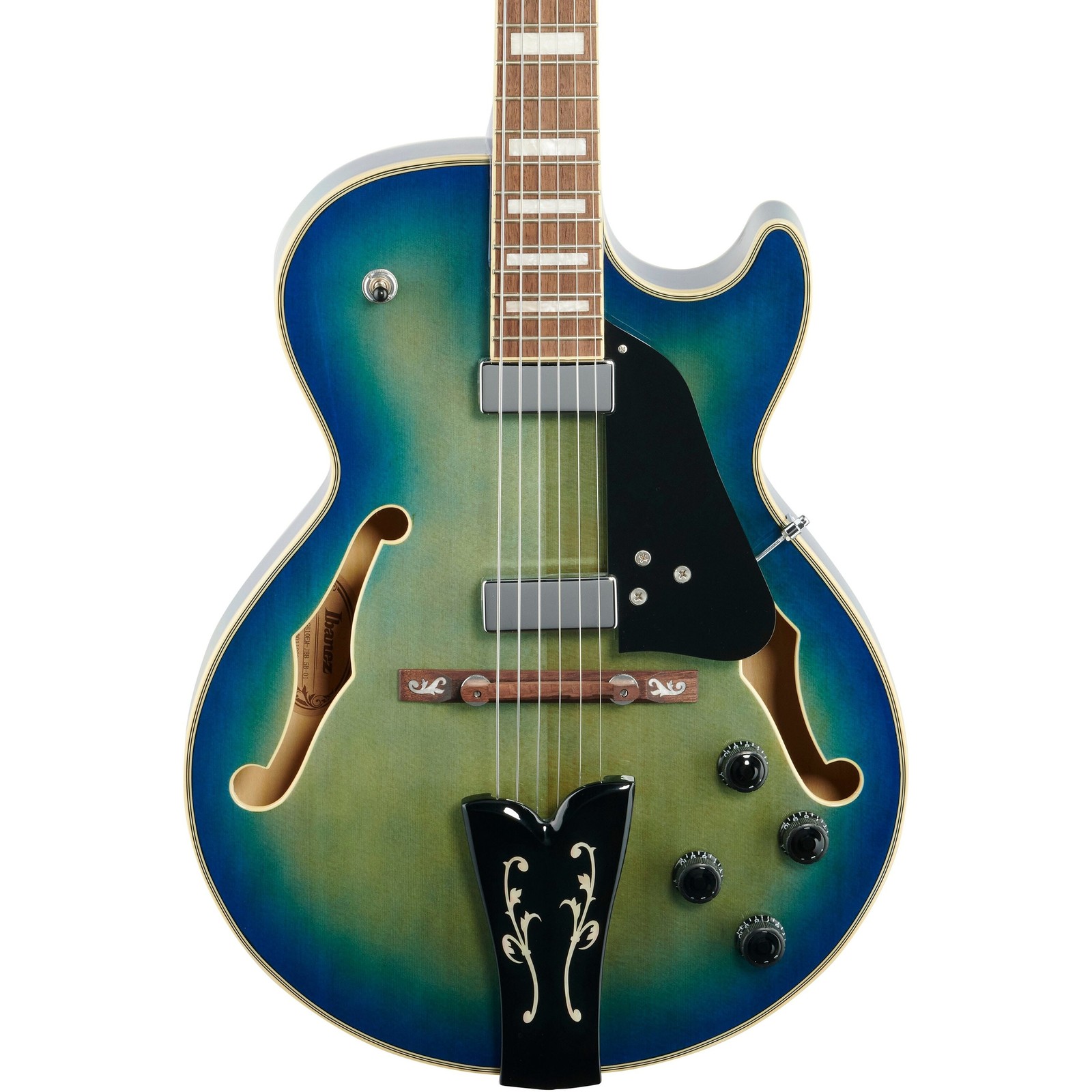 Ibanez GB10EM George Benson Signature Hollowbody E/G, Walnut FB, Jet Blue Burst