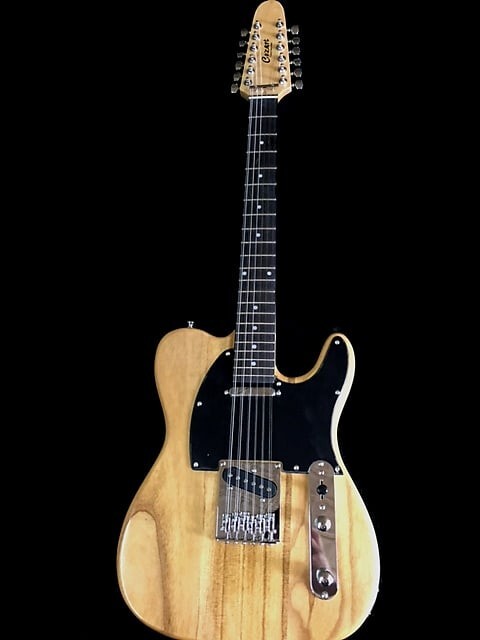 GUITARS-NEW 12 STRING TELE STYLE SOLID NATURAL ELECTRIC GUITAR-PLUS GIG BAG