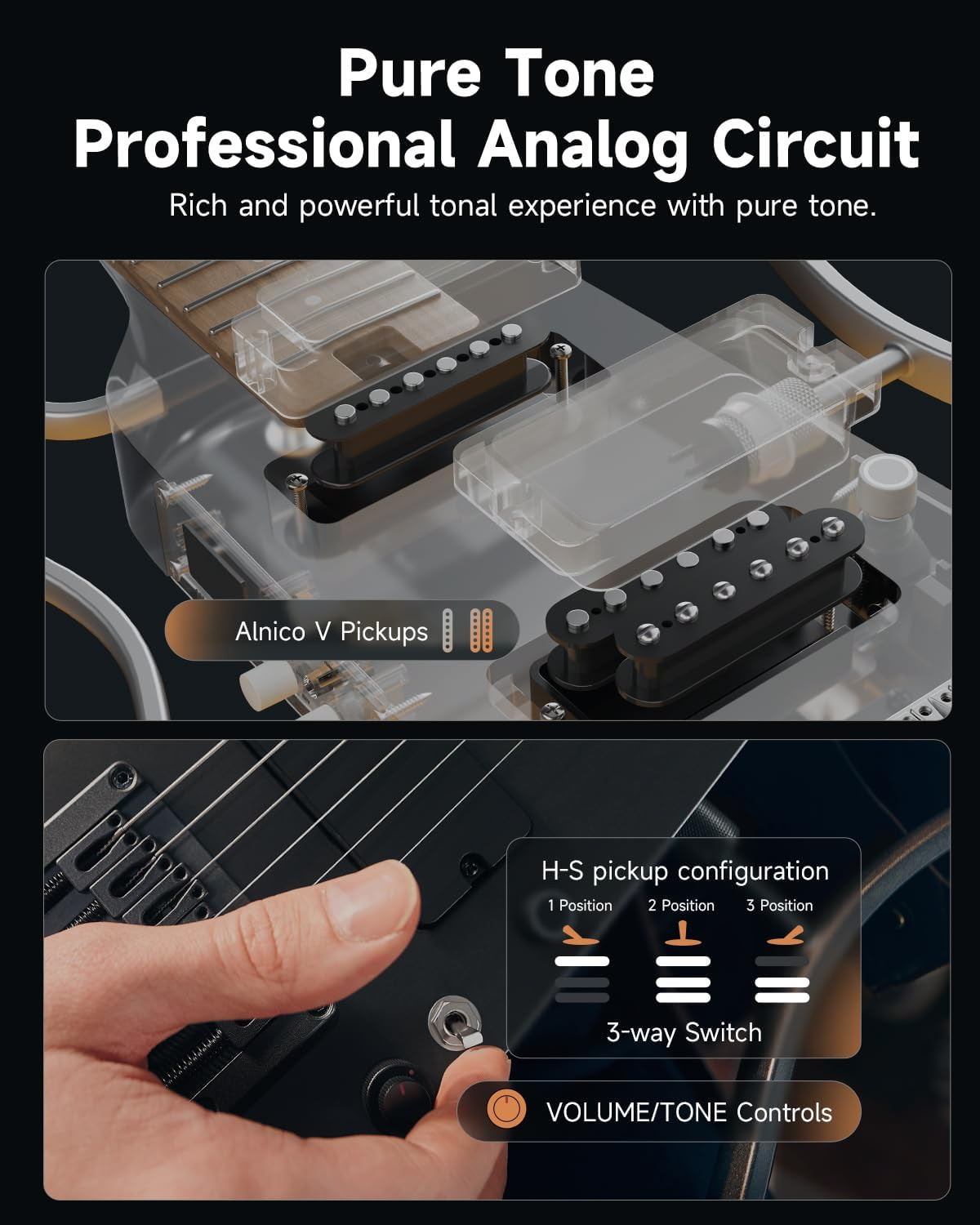 HUSH X PRO Electric Guitar Kit – Smart Travel Guitar with Dozens of Preset Combi