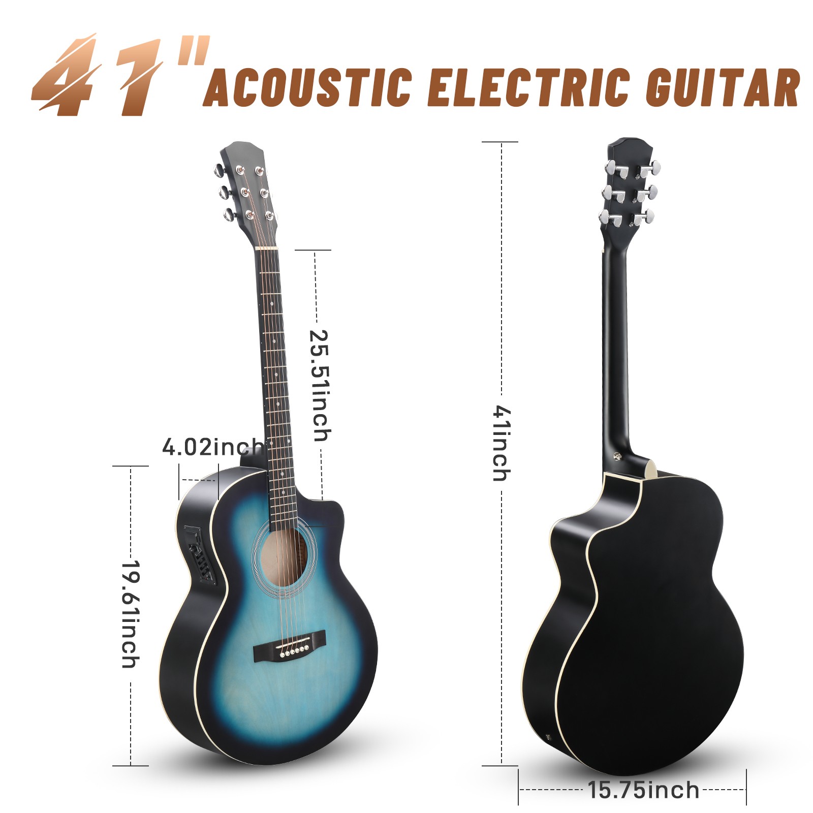 Full-Size 41 Inch Acoustic Electric Guitars Kit for Beginner With 15W Amp