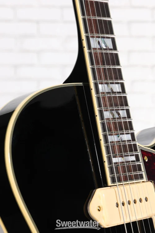 D’Angelico Excel 59 Hollowbody Electric Guitar – Solid Black with Stairstep