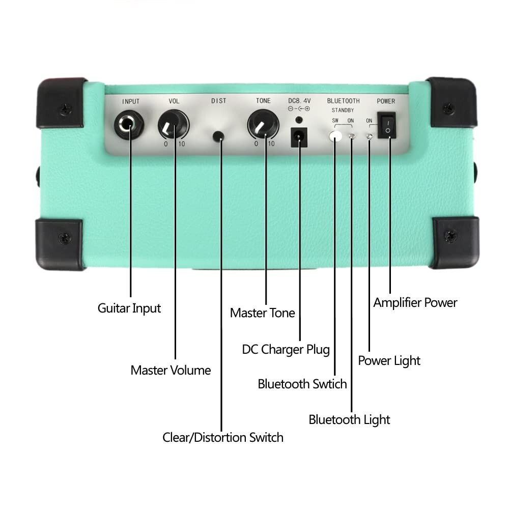 4string electric bass set with amplifier gigbag strap cable string in Green