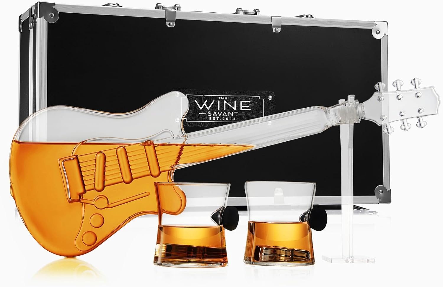 Electric Guitar Whiskey & Wine Decanter with 2 Pick Whiskey Glasses