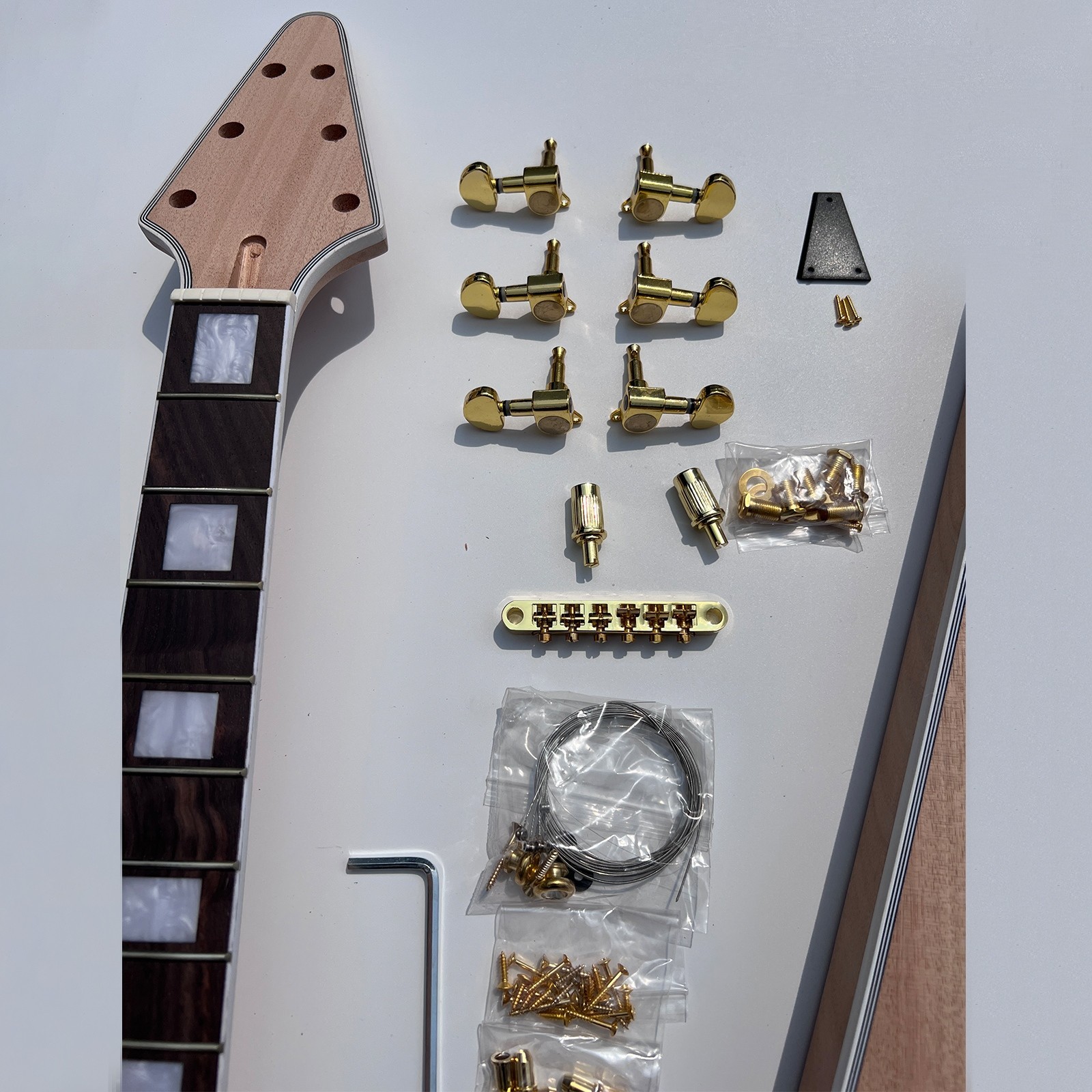 Bone Nuts Set In V-Type Bridges Unfinished DIY Electric Guitar Kits FREE SHIP