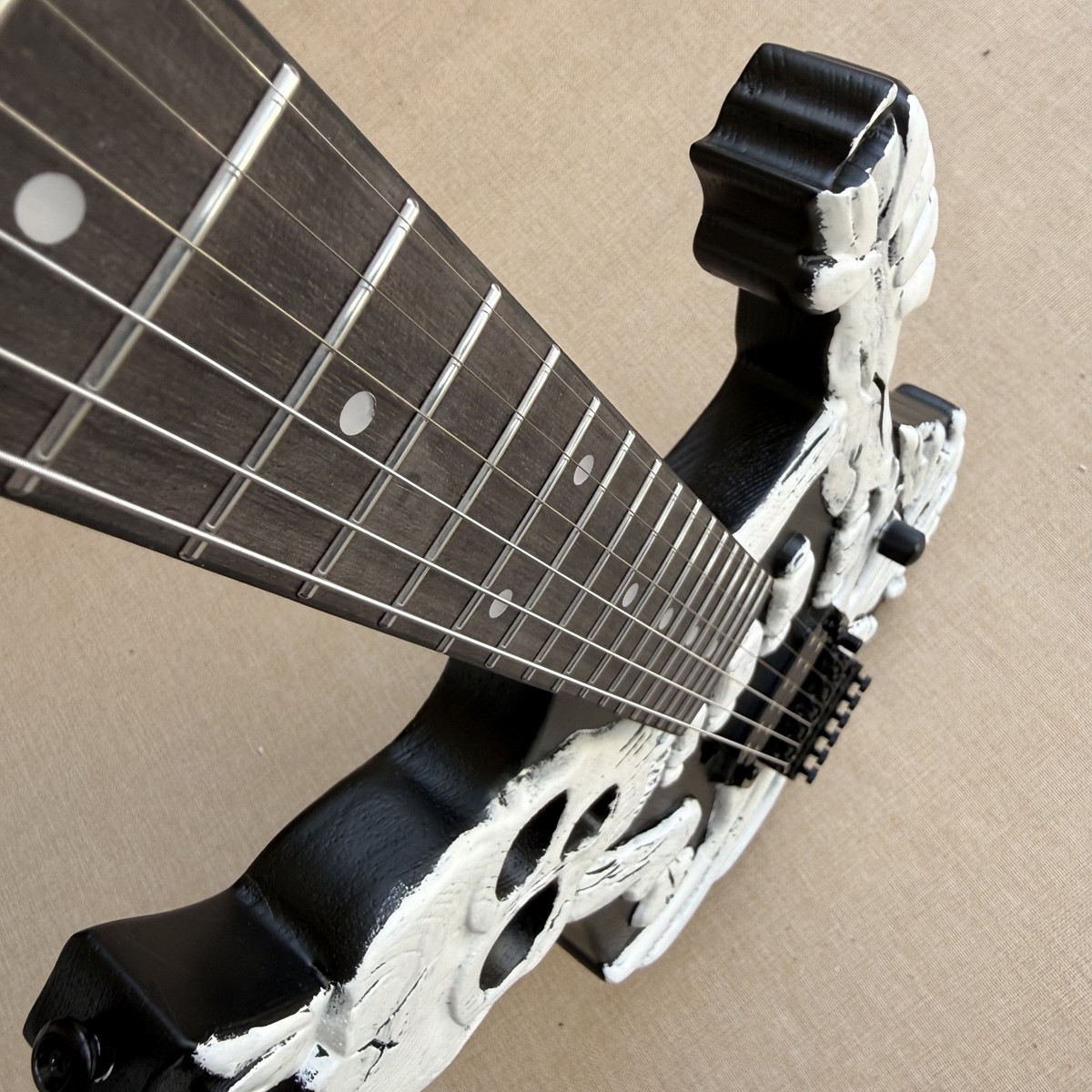 6 String Electric Guitar Black Bones Double Locking Tremolo System Bridge