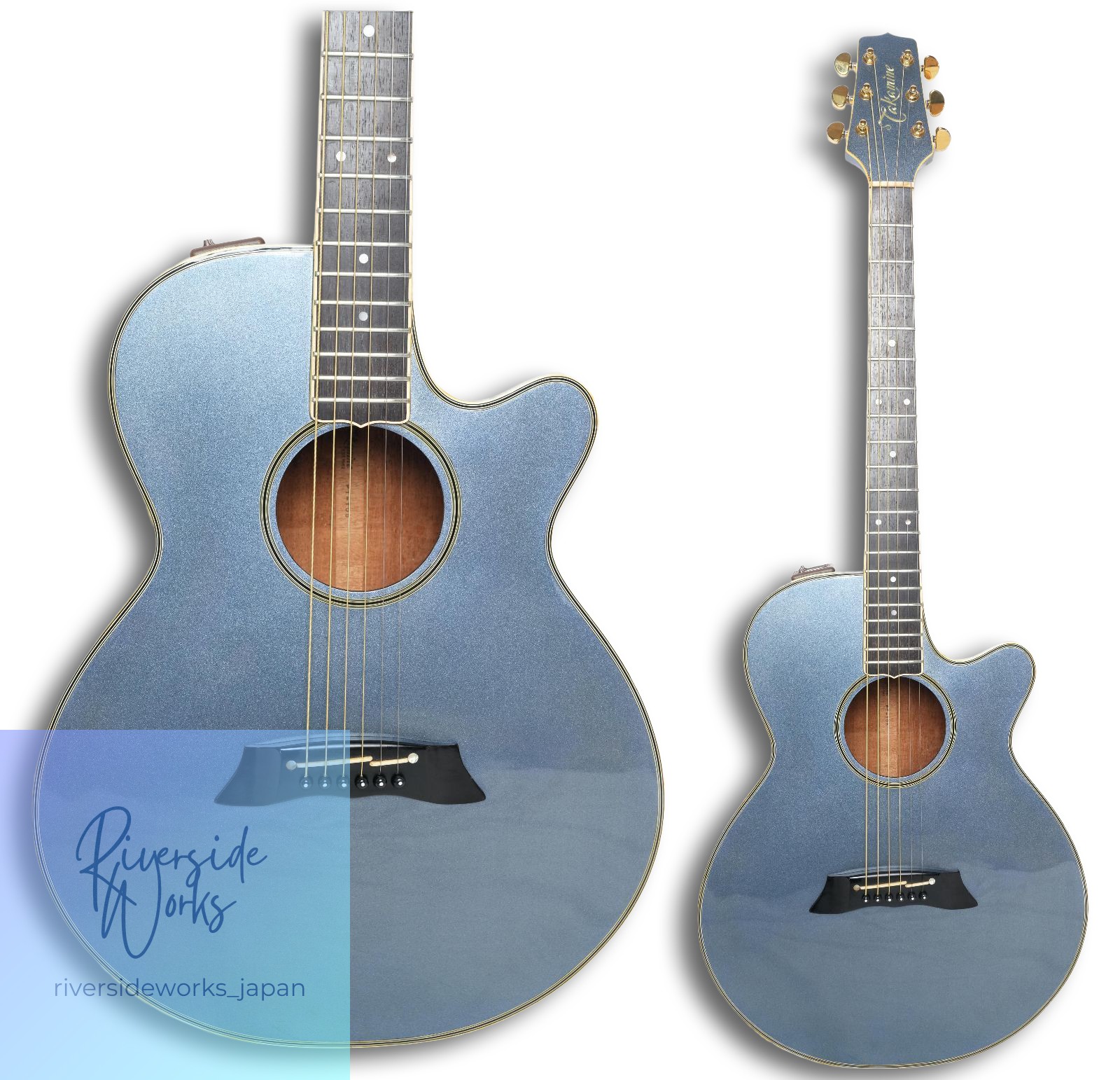 TAKAMINE PT-108 Blue Metallic 80s Japan Electro-Acoustic with Hard Case