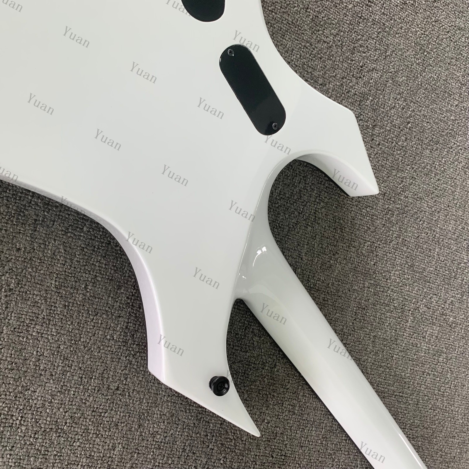 Ledux White Electric Guitar Warlock Extreme stainless HH Pickups Black Binding